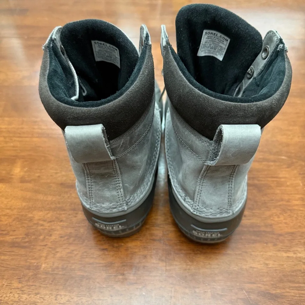 Sorel Cheyanne II Duck Boots Men 10.5 Gray Waterproof Leather Rubber NM2575-052